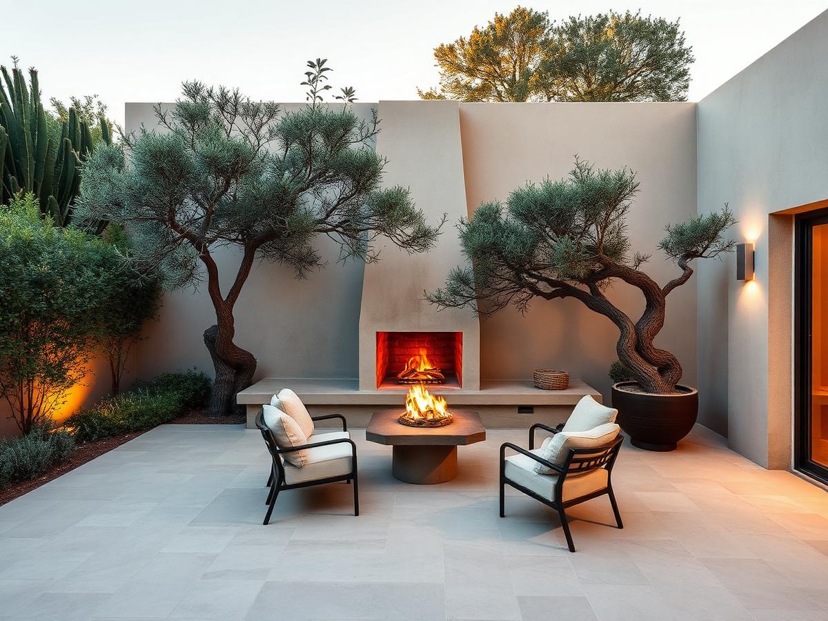 Placeholder — Bennett Courtyard: Plaster garden room with hearth